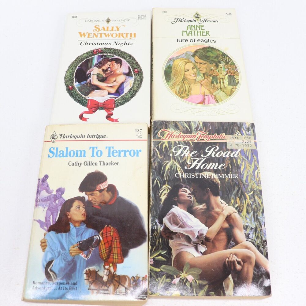 Vintage Harlequin Presents, Temptations and Intrigue Paperback Lot of 4